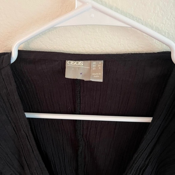 ASOS front tie textured black long sleeve - Picture 3 of 5